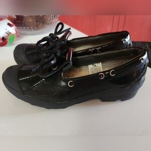 UGG Black Patent Leather Rain Lofers